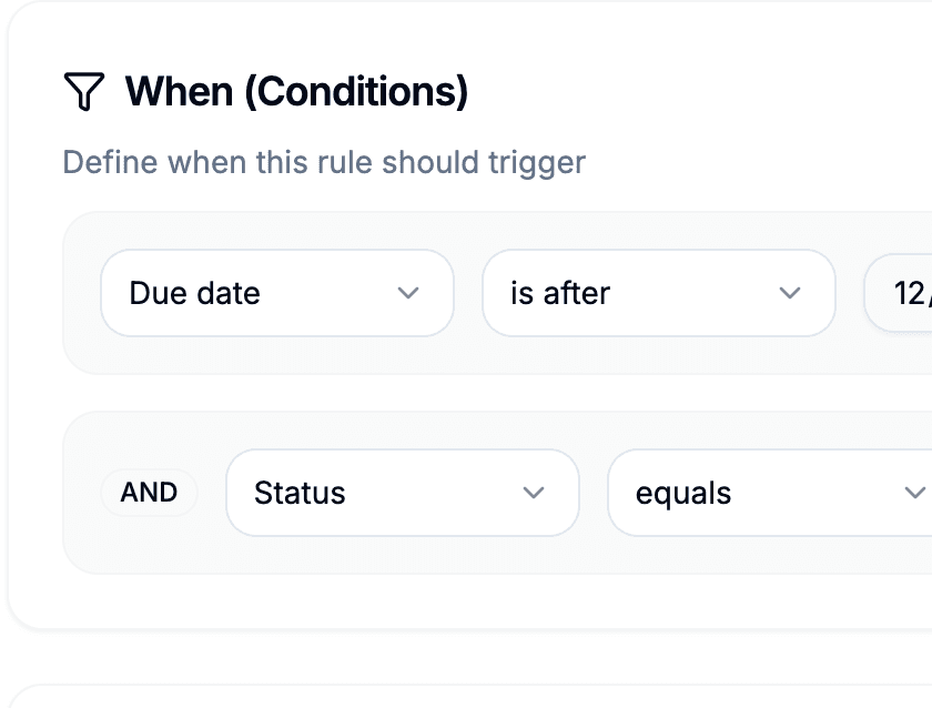 Rules conditions UI